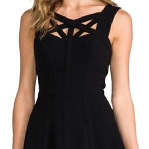 Black cage-front A line dress